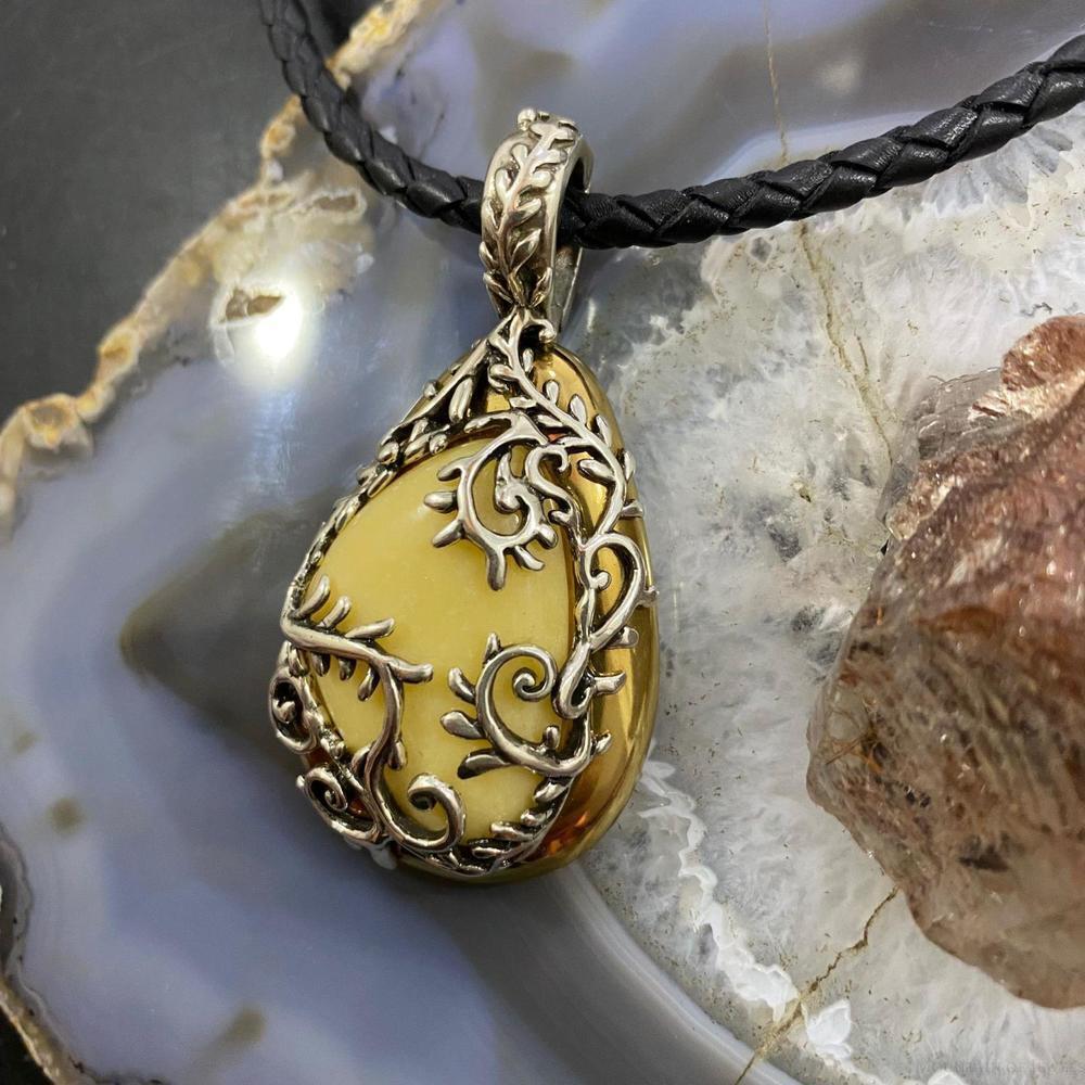 Carolyn Pollack Sterling Silver & Brass Yellow Jasper Enhancer Pendant For Women - Picture 5 of 10